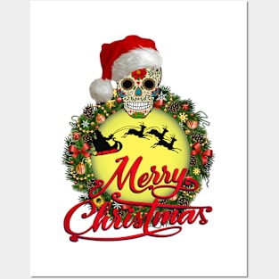 Merry Christmas La calavera Posters and Art